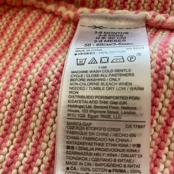 Gap kids pink and white knit sweater 3 to 6 months - Picture 5 of 5